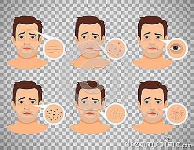 Man skin problems Vector Illustration