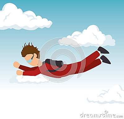 Man sky diving extreme sport Vector Illustration