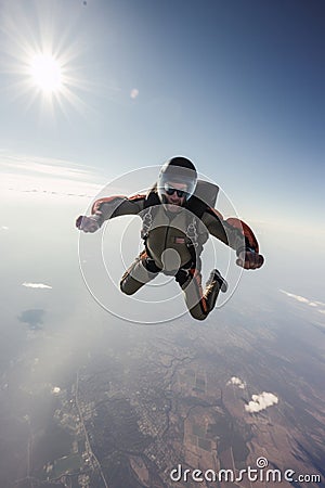 a man skydiving AI generated Stock Photo