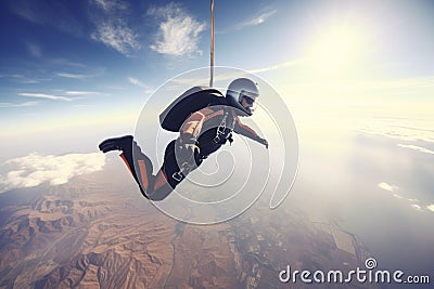 a man skydiving AI generated Stock Photo