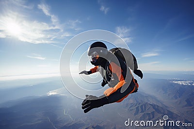 a man skydiving AI generated Stock Photo