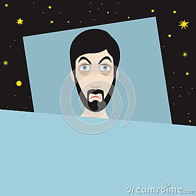 Man with sleep problems and insomnia symptoms. Flat illustration Vector Illustration