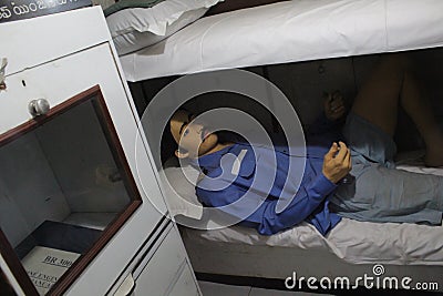 Man Sleeping Mannequin in Kursura Submarine Museum Editorial Stock Photo