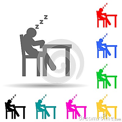 Man, sleeping multi color style icon. Simple glyph, flat vector of man sitting on icons for ui and ux, website or mobile Stock Photo