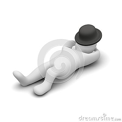 Man sleeping or relaxing Cartoon Illustration