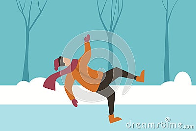 The man slipped on the street and falls. Winter accident. Vector illustration Vector Illustration