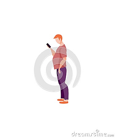 A man with a smartphone. Vector Illustration