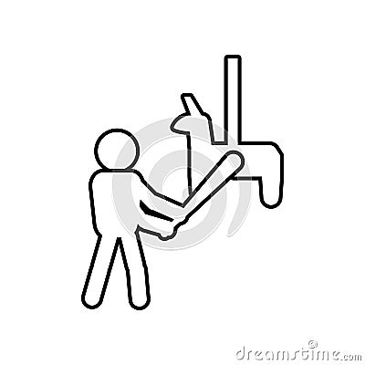 The man is smashing Pi ata icon. Element of Mexico for mobile concept and web apps icon. Outline, thin line icon for website Stock Photo