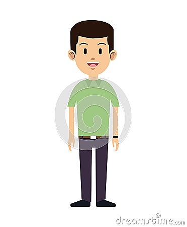 Man smile work manager green shirt Vector Illustration