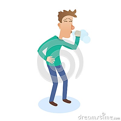 Man sneezes, unhealthy person. Vector illustration Cartoon Illustration