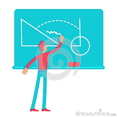 Man solving hard math problems semi flat color vector character Vector Illustration