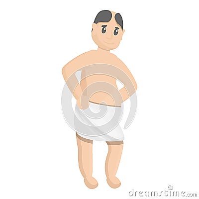 Man in spa towel icon, cartoon style Vector Illustration