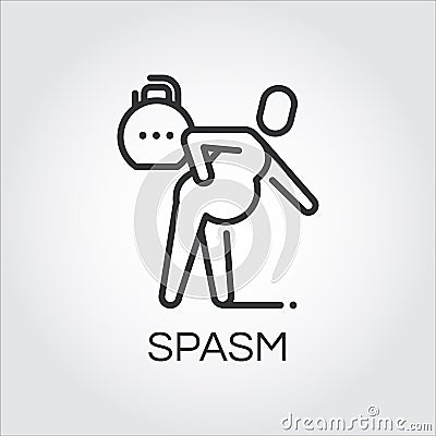 Man with spasm in pain. Line simplicity icon Vector Illustration