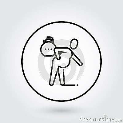 Man with spasm in pain. Line simplicity icon Vector Illustration