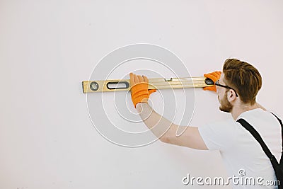 Plumber in uniform on white background Stock Photo