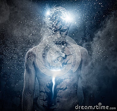 Man with spiritual body art Stock Photo