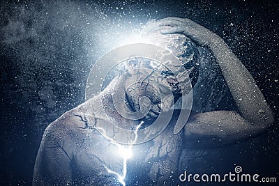 Man with spiritual body art Stock Photo