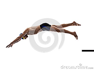 Man sport swimmer swimming isolated white background Stock Photo