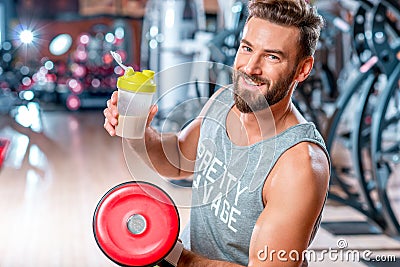 Man with sports nutrition Stock Photo