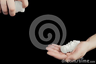 Man spraying shaving foam Stock Photo