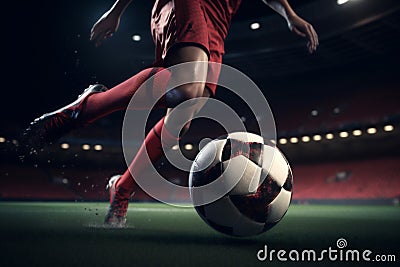 sport football soccer goal ball stadium foot game competition kick. Generative AI. Stock Photo
