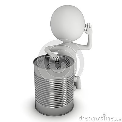 Man stand near canned food 3D render Stock Photo