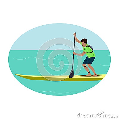 Man Stand up paddle Vector Illustration