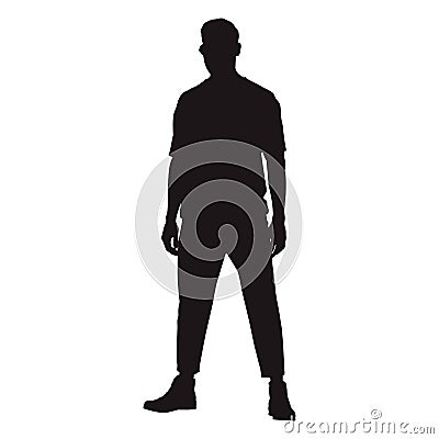 Man standing confidently facing forward with his legs crooked Vector Illustration