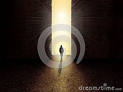 Man standing in front of the light Stock Photo