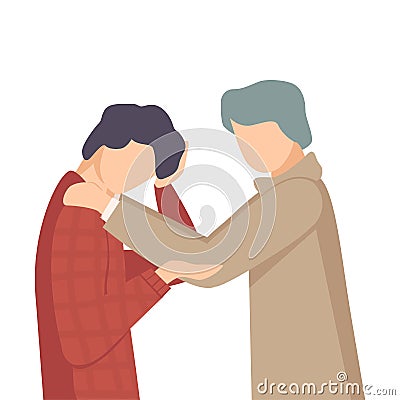 Man Standing with His Fellow Giving Him Word Support Vector Illustration Vector Illustration