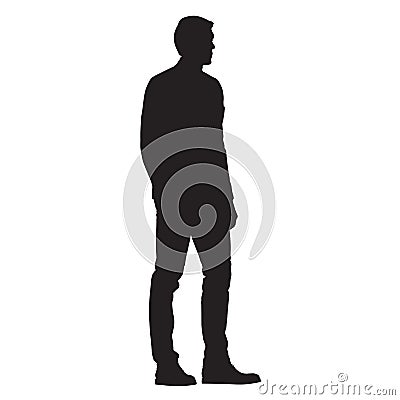 Man standing, side view, isolated silhouette Vector Illustration