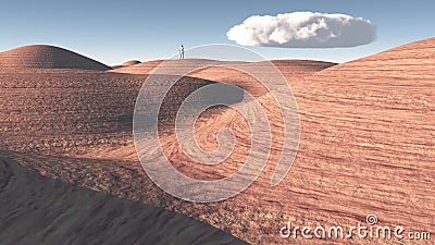 Man stands in rock desert Stock Photo