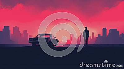Supernatural Realism: 8k Pixel Art City Car Wallpapers In Criterion Collection Style Cartoon Illustration