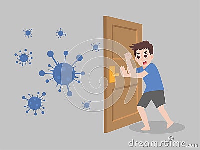 Stay home stay safe. Social Distancing, People keeping distance for decrease infection risk and disease for prevent viru Vector Illustration