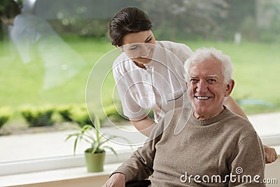 Man staying in nursing home Stock Photo