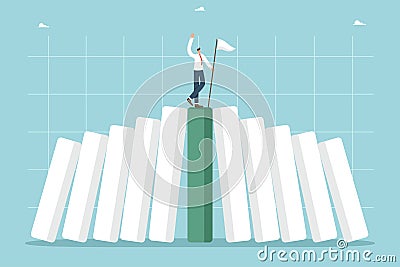 Man stood on falling graph Vector Illustration