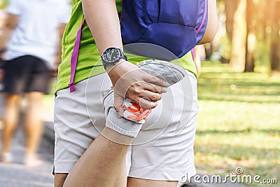 Man stretching warm up before running Healthy lifestyle Stock Photo