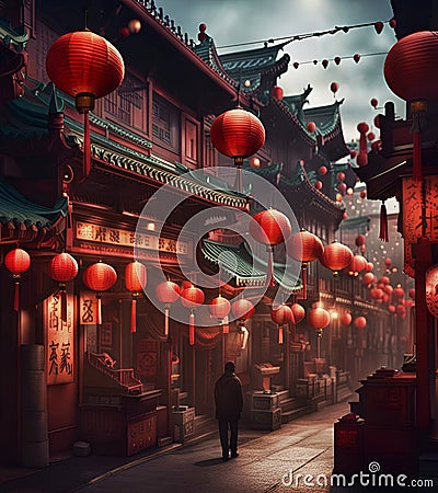 Lonley night in Chinatown Stock Photo