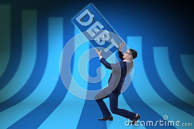 The man struggling with high debt Stock Photo