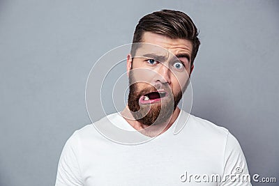 Man with stupid mug Stock Photo