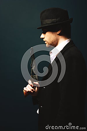 The man in style Chicago gangster Stock Photo