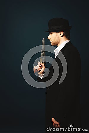 The man in style Chicago gangster Stock Photo