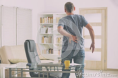 Man suffering from low back pain Stock Photo