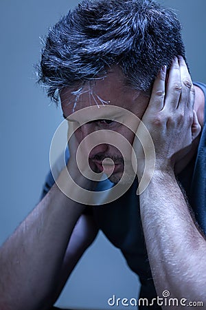 Man suffering from nervous breakdown Stock Photo