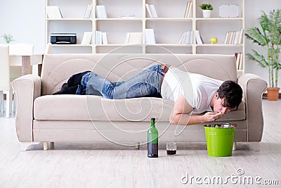 The man suffering from sick stomach and vomiting Stock Photo
