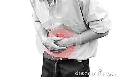 Man suffering from stomach ache because he has diarrhea Stock Photo