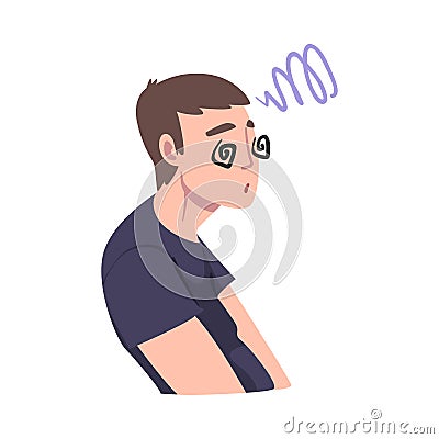 Man Suffering from Vertigo, Symptom of Heart Stroke Cartoon Vector Illustration Vector Illustration