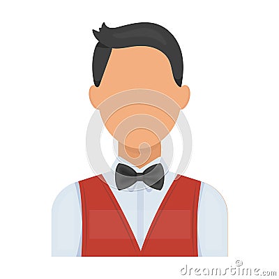 The man in a suit. The croupier, the person who follows the game in the casino.Kasino single icon in cartoon style Vector Illustration