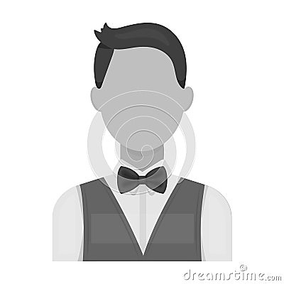 The man in a suit. The croupier, the person who follows the game in the casino.Kasino single icon in monochrome style Vector Illustration