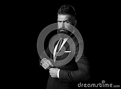 Man suit fashion. Luxury classic suits, vogue. Man in classic suit, shirt and tie. Business man concept. Stock Photo